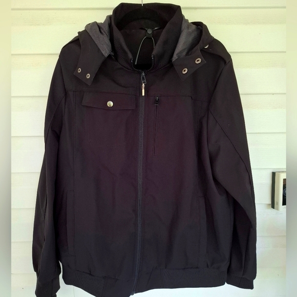 BAUBAX Men's Black Bomber Large Jacket w/ detachable hood NWOT XL - Picture 1 of 13